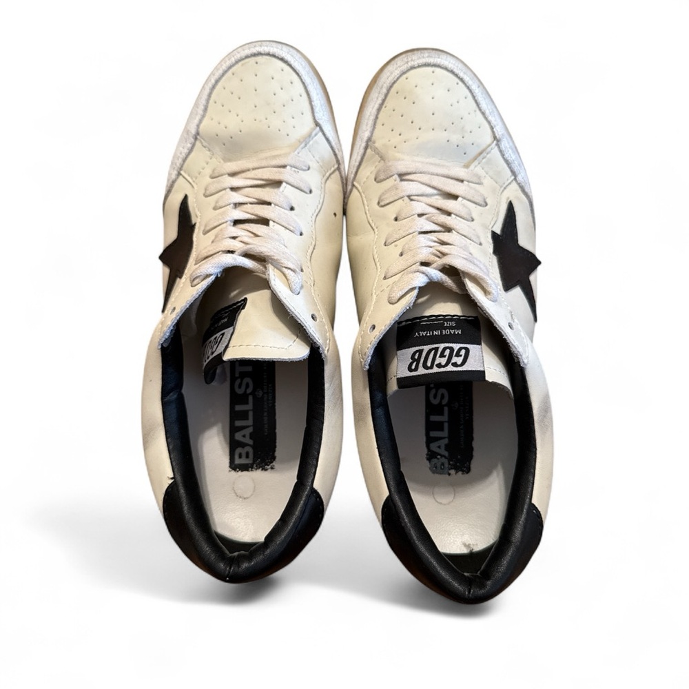 Golden Goose Cream and Black Star Sneakers